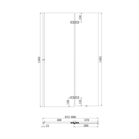Scudo Chrome Square Pivot Bath Screen Including Fixed Panel 900mm | SCREEN006 - Envy Bathrooms Ltd