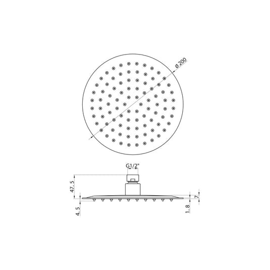 Scudo Chrome Stainless Steel Round Fixed Shower Head 200mm - Envy Bathrooms Ltd
