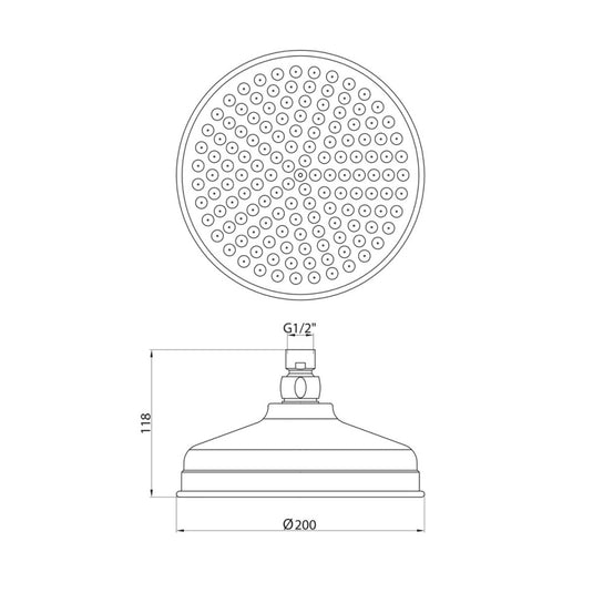 Scudo Chrome Traditional Raincan Shower Head 200mm | SH006L - Envy Bathrooms Ltd