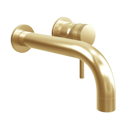 Scudo Core Brushed Brass Wall Mounted Basin/Bath Mixer Tap | NU-015-V2 - Envy Bathrooms Ltd