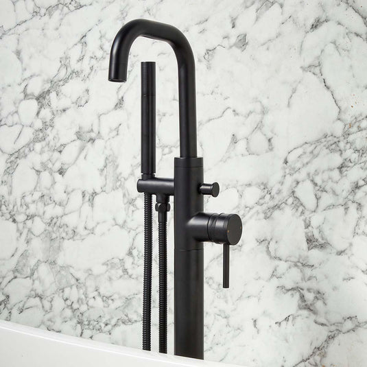 Scudo Core Collection 0 Tap Hole Freestanding Bath Tap - Matt Black - NU-017 - Envy Bathrooms Ltd