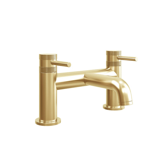 Scudo Core Collection 2 Tap Hole Deck Mounted Bath Filler Tap - Brushed Brass - NU-009 - Envy Bathrooms Ltd