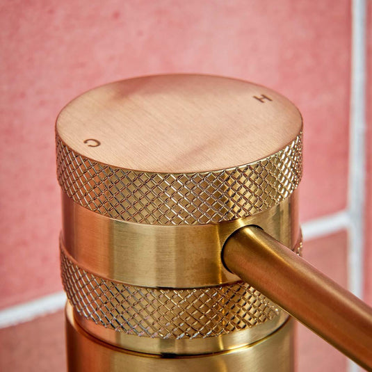 Scudo Core Collection Deck Mounted 1 Handle Basin Mixer Tap - Brushed Brass - NU-003 - Envy Bathrooms Ltd