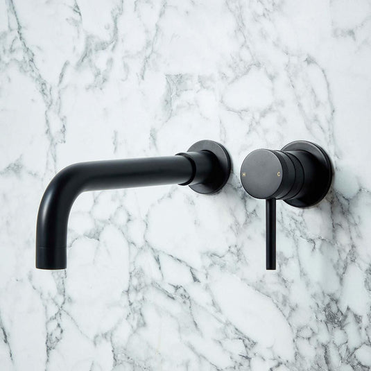 Scudo Core Collection Wall Mounted 1 Handle Basin Mixer Tap - Matt Black - NU-014-V2 - Envy Bathrooms Ltd