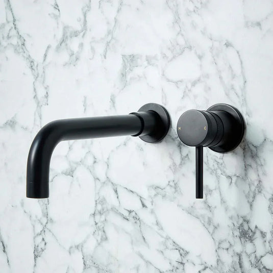 Scudo Core Collection Wall Mounted 1 Handle Basin Mixer Tap - Matt Black - NU-014-V2 - Envy Bathrooms Ltd