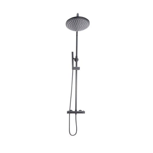 Scudo Core Gunmetal Round Rigid Riser Mixer Shower | NU-035 - Envy Bathrooms Ltd