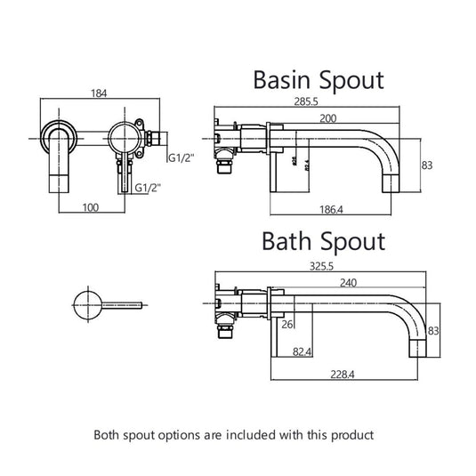 Scudo Core Gunmetal Wall-Mounted Basin/Bath Mixer Tap | NU-033 - Envy Bathrooms Ltd