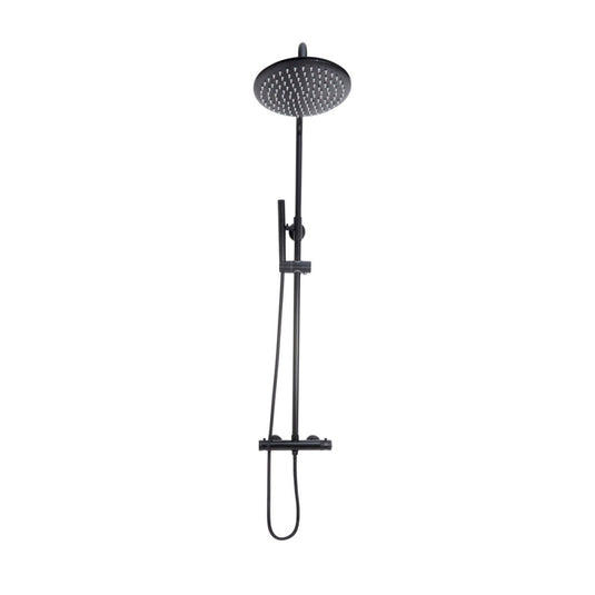 Scudo Core Matt Black Round Rigid Riser Mixer Shower | NU-020 - Envy Bathrooms Ltd