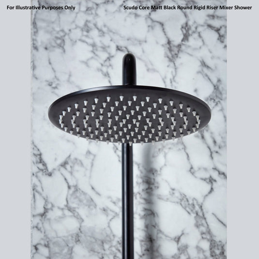 Scudo Core Matt Black Round Rigid Riser Mixer Shower | NU-020 - Envy Bathrooms Ltd