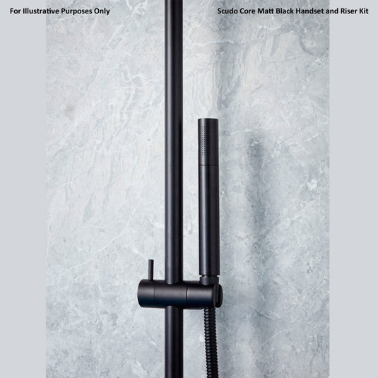 Scudo Core Matt Black Round Rigid Riser Mixer Shower | NU-020 - Envy Bathrooms Ltd