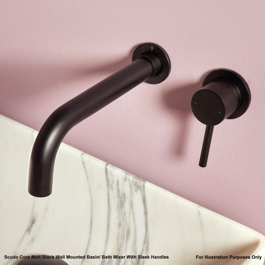 Scudo Core Matt Black Wall Mounted Basin/Bath Mixer Tap | NU-014-V2 - Envy Bathrooms Ltd