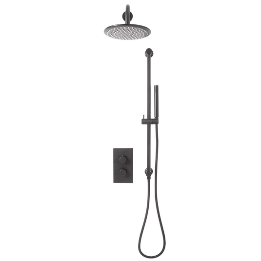 Scudo Core Round Handle; Head & Handset Riser Kit - Gunmetal - NU-037 - Envy Bathrooms Ltd