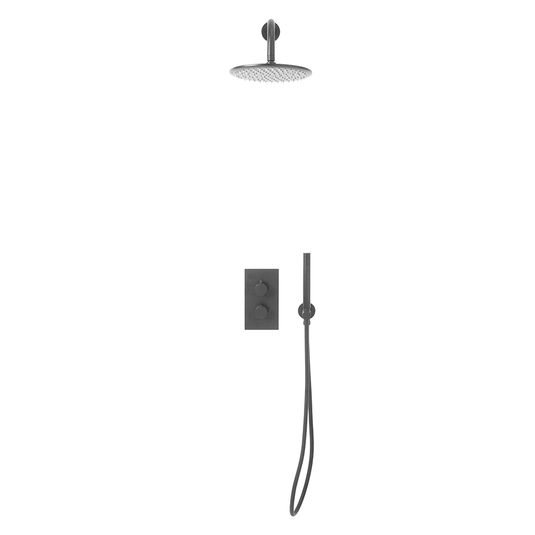 Scudo Core Round Handle Shower Arm Drench Head & Bracket - Gunmetal - NU-036 - Envy Bathrooms Ltd