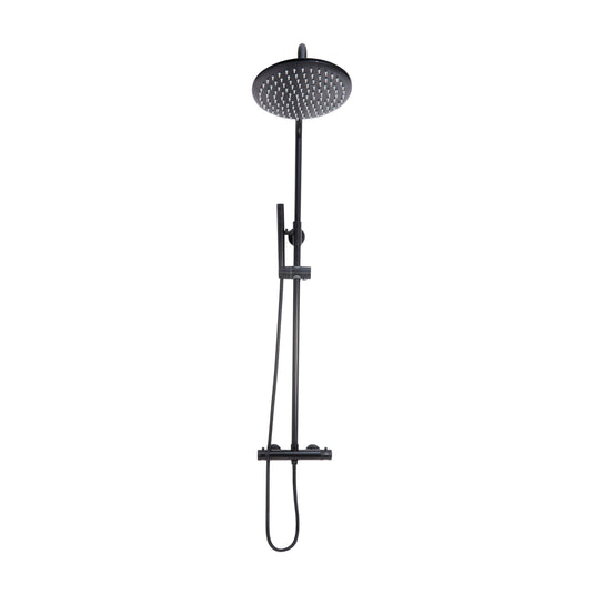 Scudo Core Round Rigid Riser Shower Black - Matt Black - NU-020 - Envy Bathrooms Ltd