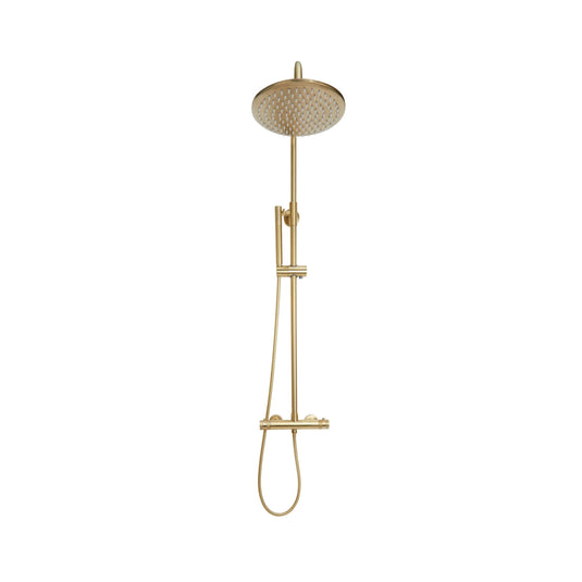 Scudo Core Round Rigid Riser Shower - Brushed Brass - NU-021 - Envy Bathrooms Ltd