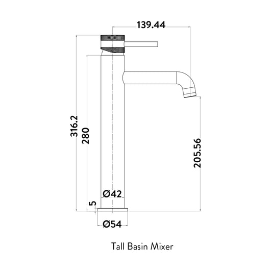 Scudo Core Tall Deck Mounted 1 Handle Mono Mixer Tap - Gunmetal - NU-032 - Envy Bathrooms Ltd