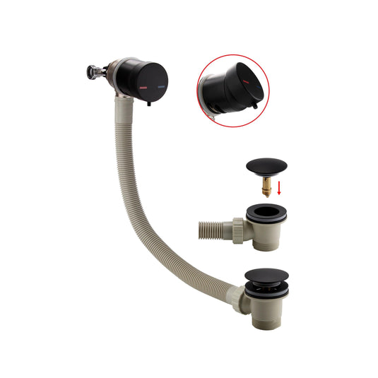 Scudo Deck Mounted Complete Overflow Bath Filler Tap - Black - WASTE103ORB - Envy Bathrooms Ltd