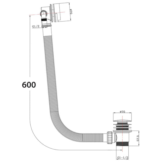 Scudo Deck Mounted Overflow Filler Bath Wastes - Black - WASTE101ORB - Envy Bathrooms Ltd