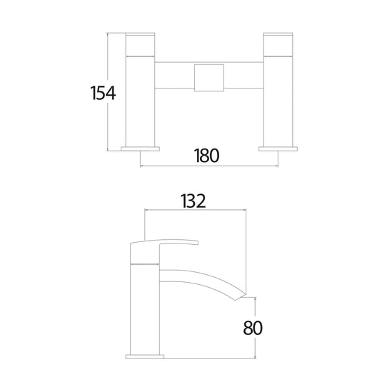 Scudo Descent 2 Tap Hole Deck Mounted Bath Filler Tap - Chrome - TAP032 - Envy Bathrooms Ltd