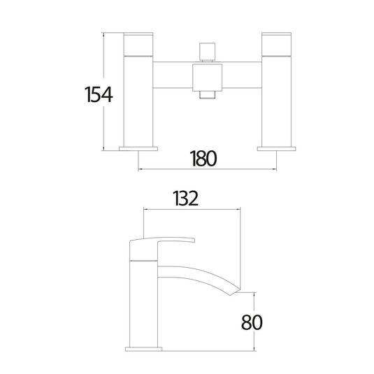 Scudo Descent 2 Tap Hole Deck Mounted Bath Filler Tap Inc. Handheld Shower - Chrome - TAP033L - Envy Bathrooms Ltd