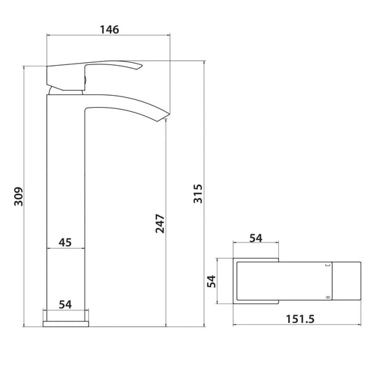 Scudo Descent Deck Mounted 1 Handle Basin Mixer Tap - Chrome - TAP252L - Envy Bathrooms Ltd