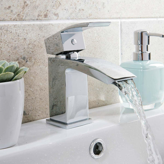 Scudo Descent Deck Mounted 1 Handle Basin Mixer Tap Inc. Waste - Chrome - TAP031L - Envy Bathrooms Ltd