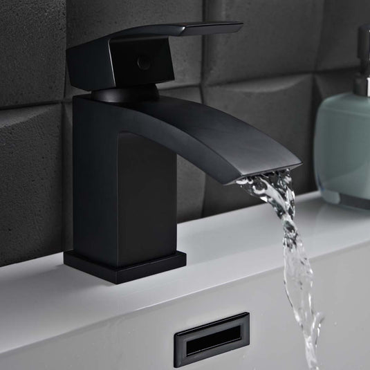 Scudo Descent Deck Mounted 1 Handle Basin Mixer Tap Inc. Waste - Matt Black - BLACK250ORBL - Envy Bathrooms Ltd