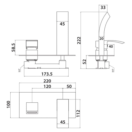 Scudo Descent Wall Mounted 1 Handle Basin Mixer Tap - Matt Black - BLACK253ORBL - Envy Bathrooms Ltd