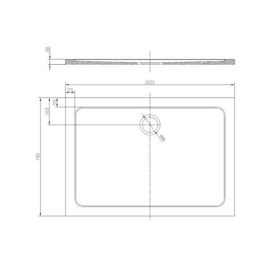 Scudo Eco-Stone Rectangle Shower Tray 1000 x 700mm White | 1000-700-REC-WTE - Envy Bathrooms Ltd