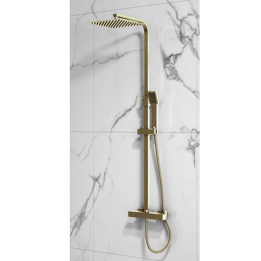 Scudo Elliot Square Rigid Riser Shower Set - Brushed Brass - SK700 - Envy Bathrooms Ltd