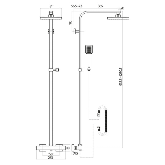 Scudo Elliot Square Rigid Riser Shower Set - Brushed Brass - SK700 - Envy Bathrooms Ltd