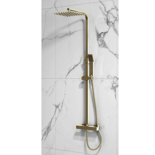 Scudo Elliot Square Rigid Riser Shower Set - Brushed Brass - SK700 - Envy Bathrooms Ltd