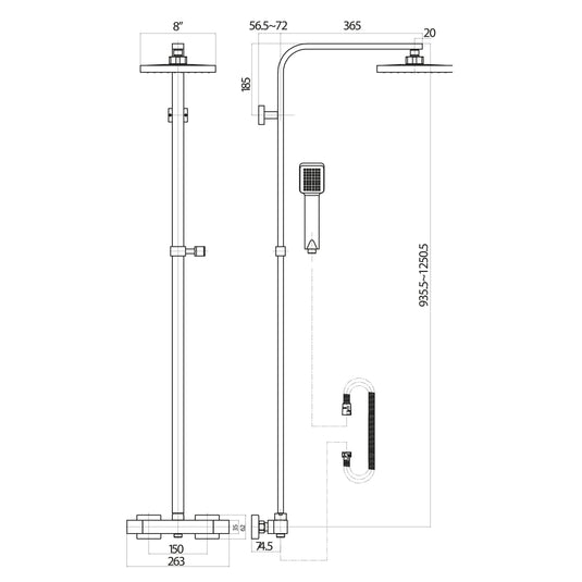 Scudo Elliot Square Rigid Riser Shower Set - Chrome - SK500 - Envy Bathrooms Ltd