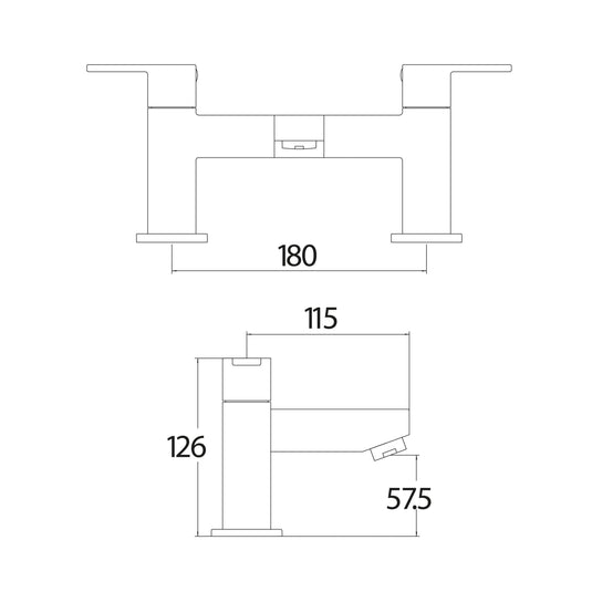 Scudo Favour 2 Tap Hole Deck Mounted Bath Filler Tap - Chrome - TAP022 - Envy Bathrooms Ltd