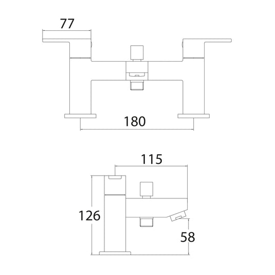 Scudo Favour 2 Tap Hole Deck Mounted Bath Shower Filler Tap - Chrome - TAP023 - Envy Bathrooms Ltd