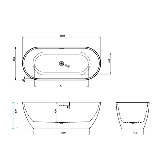 Scudo Form Freestanding Bath 1650 x 700mm Gloss White | BATH-FORM - Envy Bathrooms Ltd