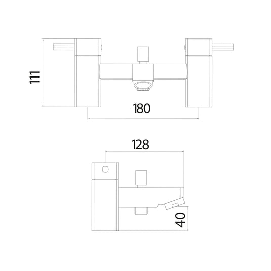 Scudo Forme 2 Tap Hole Deck Mounted Bath Shower Filler Tap - Chrome - TAP012 - Envy Bathrooms Ltd