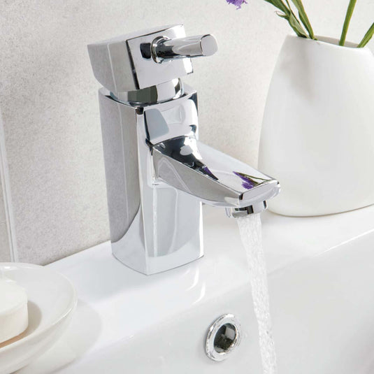 Scudo Forme Deck Mounted 1 Handle Basin Mixer Tap Inc. Waste - Chrome - TAP011 - Envy Bathrooms Ltd