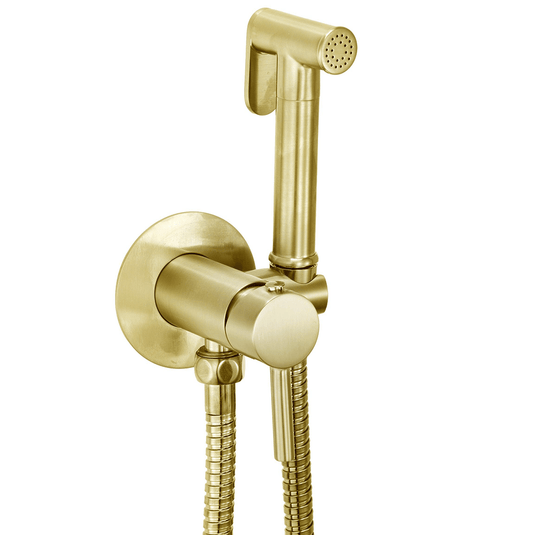 Scudo Integrated Douche Handset; Flexi; Holder and Outlet Elbow - Brushed Brass - DOUCHE011 - Envy Bathrooms Ltd