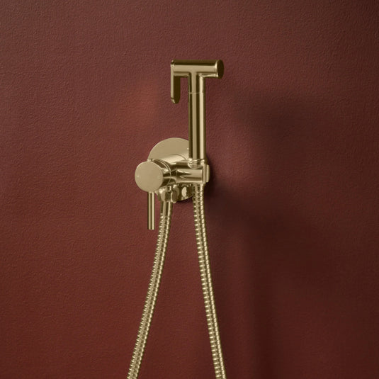 Scudo Integrated Douche Handset; Flexi; Holder and Outlet Elbow - Brushed Brass - DOUCHE011 - Envy Bathrooms Ltd