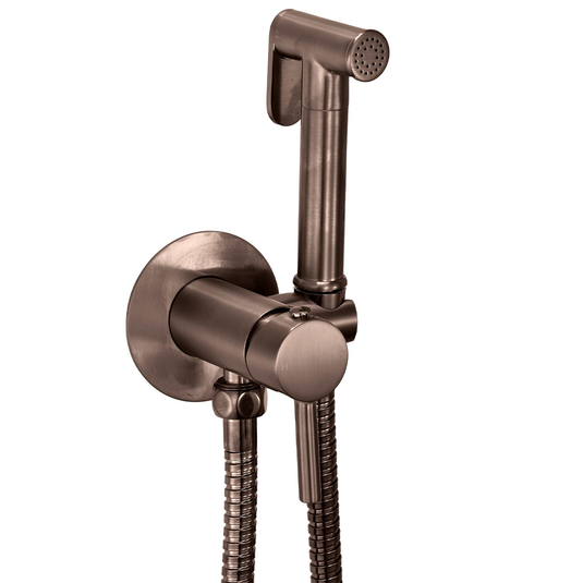 Scudo Integrated Douche Handset; Flexi; Holder and Outlet Elbow - Brushed Bronze - DOUCHE012