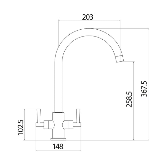 Scudo Kingston Hole Kitchen Tap 1TH - Chrome - KT12 - Envy Bathrooms Ltd