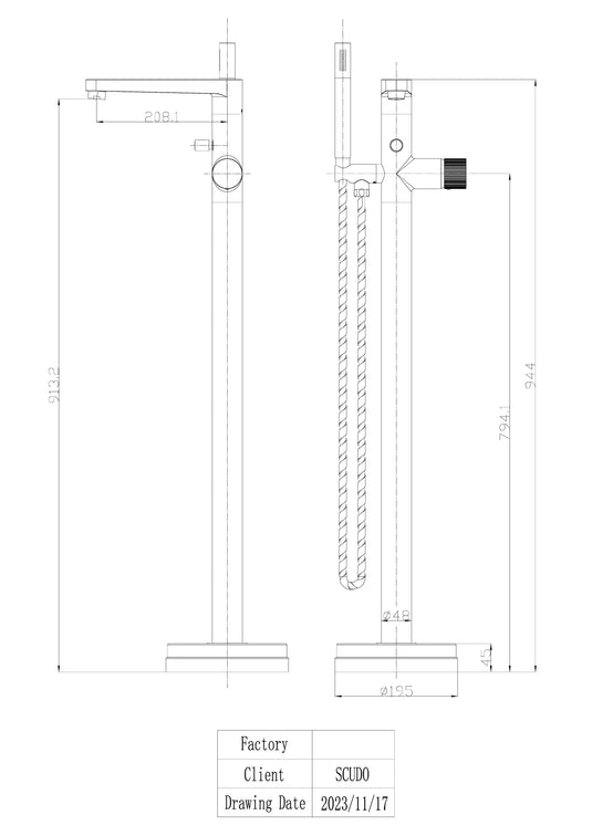 Scudo Koko Free Standing Tap - Black - KO-005 - Envy Bathrooms Ltd