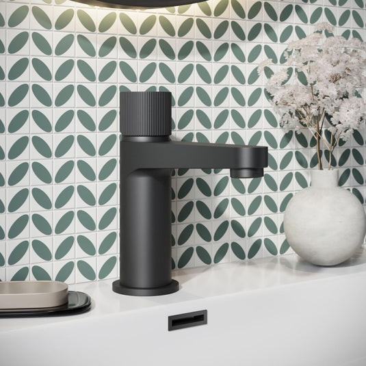Scudo Koko Matt Black Basin Mixer Tap Fluted Handle | KO-002 - Envy Bathrooms Ltd