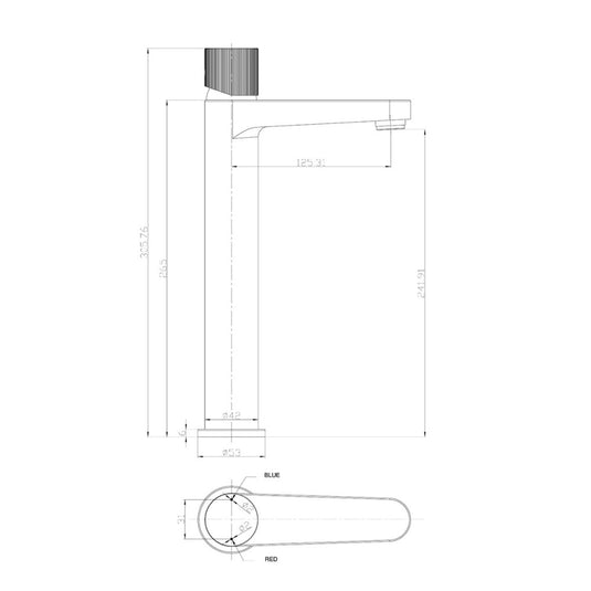 Scudo Koko Matt Black Tall Basin Mixer Tap Fluted Handle | KO-003 - Envy Bathrooms Ltd