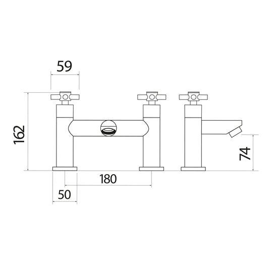 Scudo Kross 2 Tap Hole Deck Mounted Bath Filler Tap - Chrome - TAP132 - Envy Bathrooms Ltd