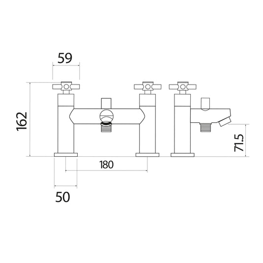 Scudo Kross 2 Tap Hole Deck Mounted Bath Shower Filler Tap - Chrome - TAP133 - Envy Bathrooms Ltd