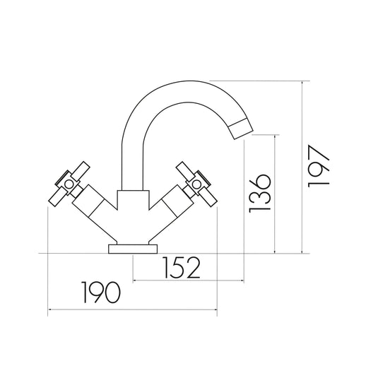 Scudo Kross Deck Mounted 1 Handle Basin Mixer Tap Inc. Waste - Chrome - TAP131 - Envy Bathrooms Ltd