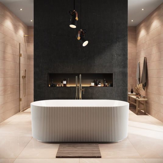 Scudo Labyrinth Fluted Freestanding Bath White | BATH-002 - Envy Bathrooms Ltd