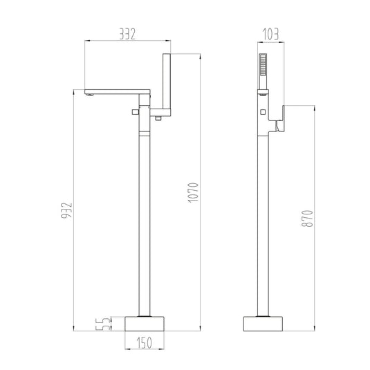 Scudo Lanza 2 Tap Hole Freestanding Bath Tap - Chrome - TAP082L - Envy Bathrooms Ltd